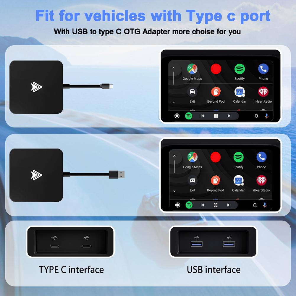 Android Auto Car AI Box Bluetooth-compatible 5.0 Car Connector Device WiFi 5.0G Smart Navigation Box for Android Auto Vehicle
