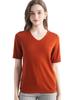 Women's Slim Fit Wool V-Neck Short Sleeve Basic T-Shirt