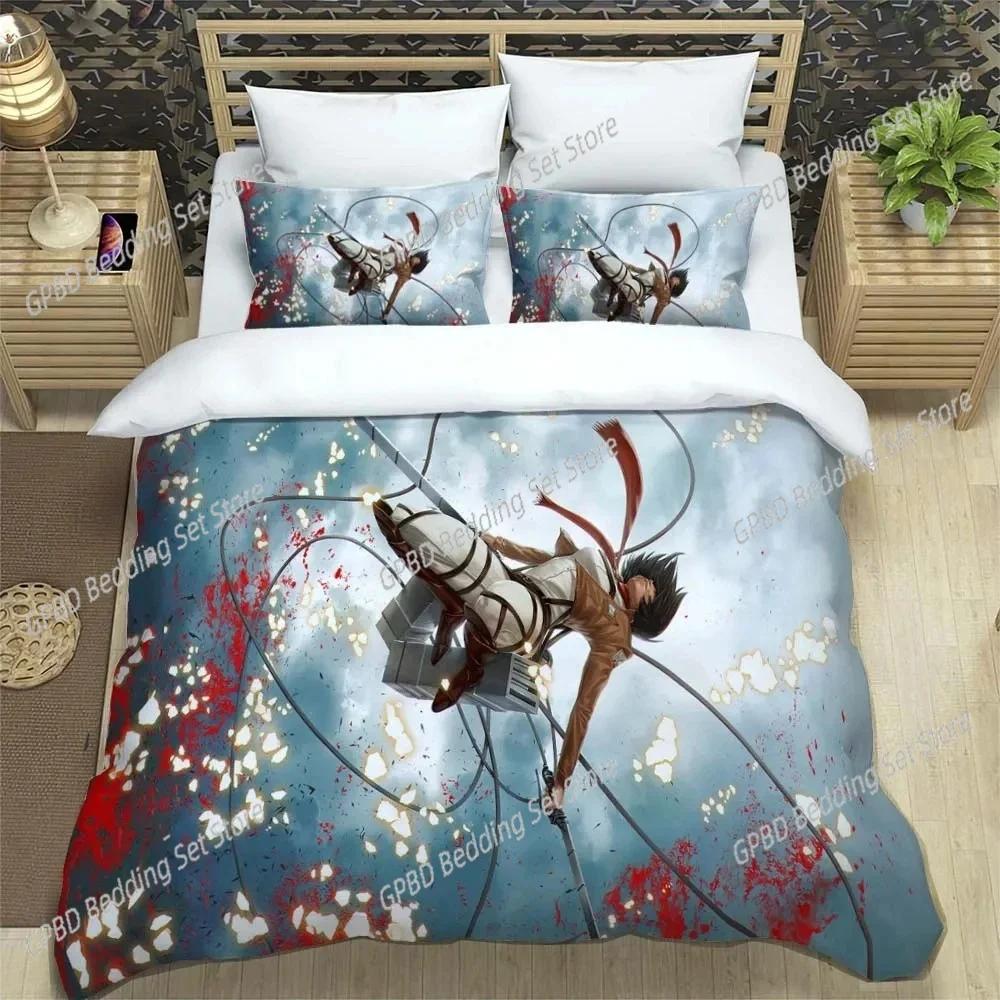 Attack On Titan Printed Polyester Bedding Bedding Set Quilt Cover Pillowcase Soft And Comfortable Customizable