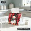 1pc Tissue Box, Festive Holiday Snowman Snowflake Joyful Pattern, 2D Flat Printing, Polyester Fabric, Easy To Carry, Napkin Box, for Restaurant