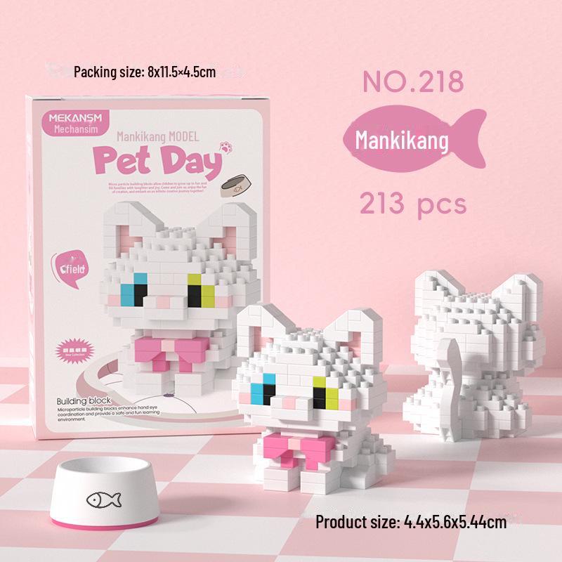 Compatible with Lego: Corgi, Husky, Kitten, and Orange Cat Micro-Particle Building Block Educational Toys - Children's Day Gift Ornaments.