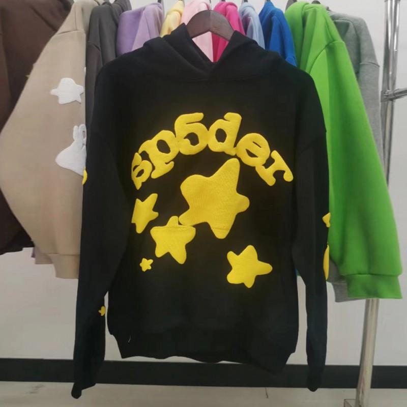 Sp5der 555555 Pěnový Potisk Tepláková Souprava Oversized Mikina Tepláky Streetwear Zimní Outfit