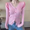 Autumn New Temperament Age-reducing Slim-fitting and Thin Chic V-neck Off-the-shoulder Knitted Cardigan