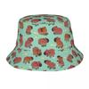 Harajuku Capybara Pattern Bucket Hats Unisex Packable Outdoor Kawaii Animal Fishing Cap Summer Beach Hatwear Bob