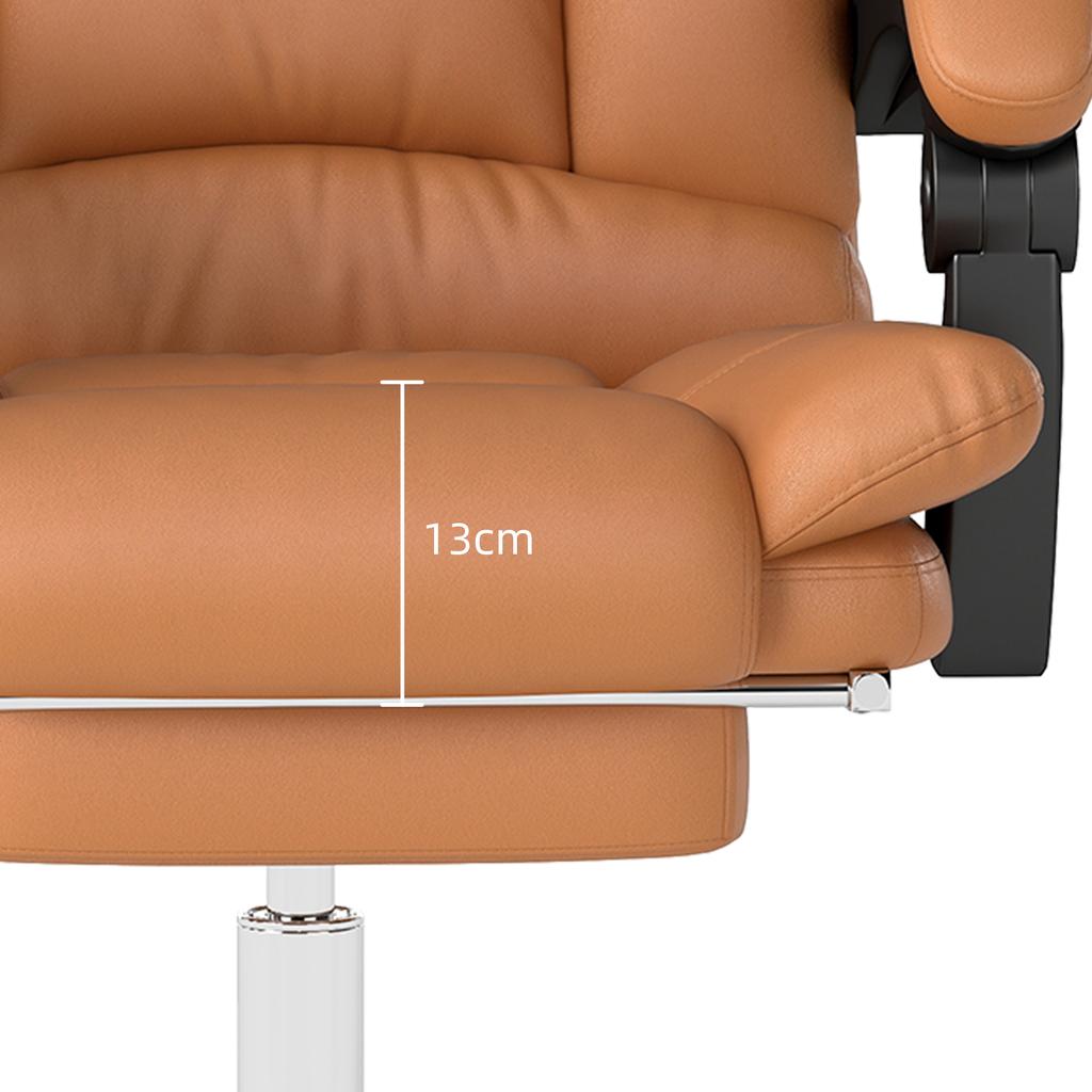 High Back Vibration Massage Office Chair, Heated Reclining PU Leather Computer Chair with 135 Degrees Reclining Back and Footrest, Light Brown