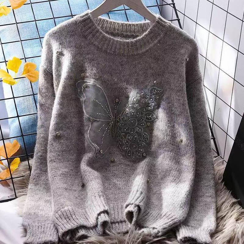 Sweater for Women Autumn Winter Thickened Pullover Warm Knitted Stretchy Long Sleeve Oversize Jumper Tops