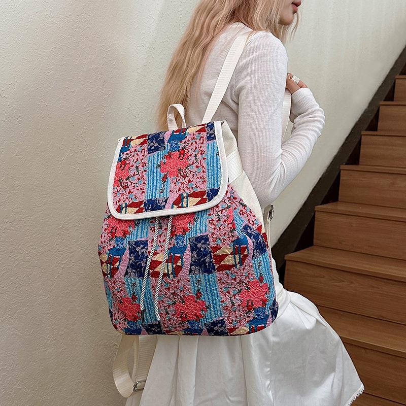 Ethnic Style Artistic Backpack, Large Capacity Leisure Versatile Flip Book Bag Trend
