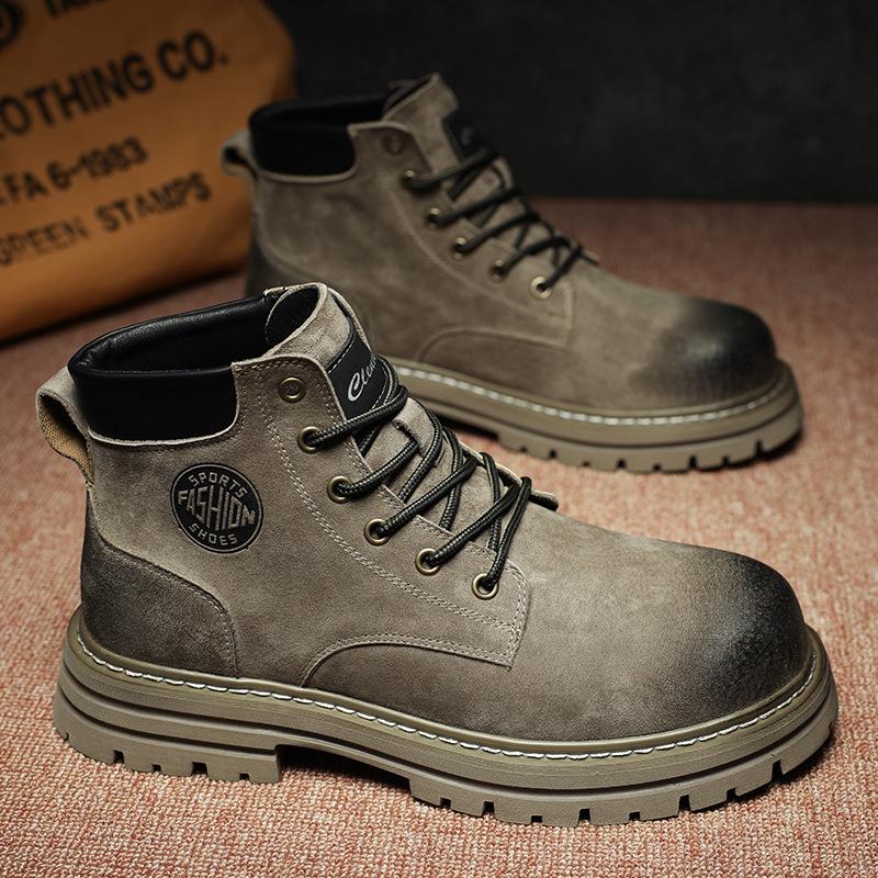 New Thick-soled Heightening Fashionable Martin Boots 2025 Autumn Trend Breathable Mid-help Casual Short Boots Versatile Tooling Boots