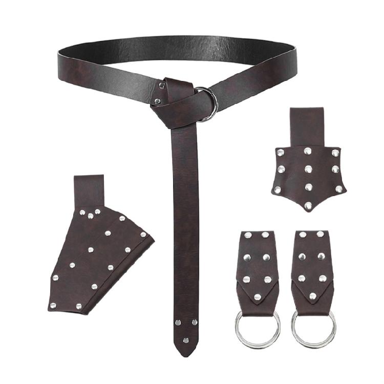 Renaissant Rivets Studded O Rings Belt With Detachable Nordic Design Pouch For Cosplay Enthusiasts Dressingup Waist Props