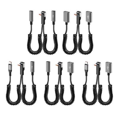 66W Fast Charging Spring Retracted Data Cable Type C 90 Degree Angled Connector For Mobile Phone Multiple Device