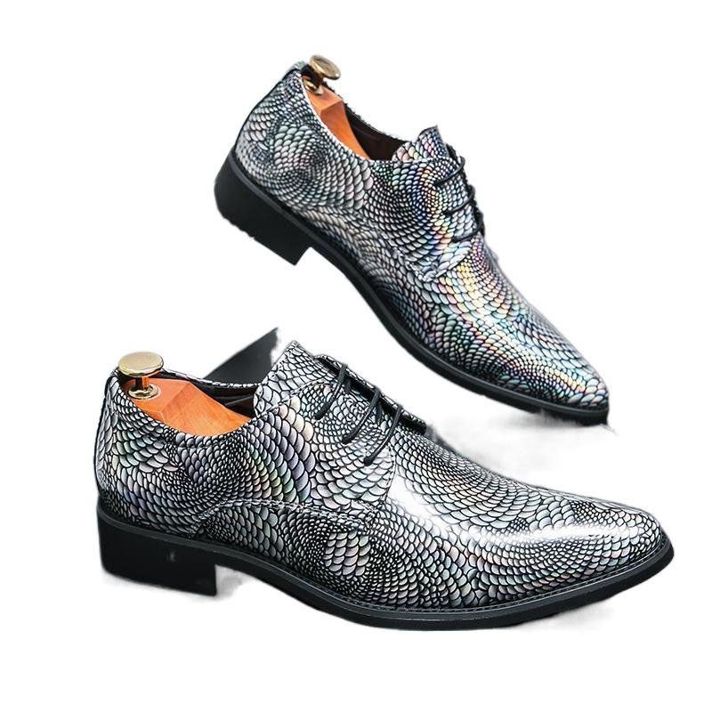 Large Size 48 Pointed Leather Shoes Men's Business Dress Lace-up Groom Wedding Shoes Lacquered Leathershoes