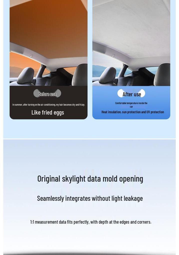 Panoramic Sunroof Sunshade: Nano-Adsorption Heat Insulation & Light Blocking Curtain