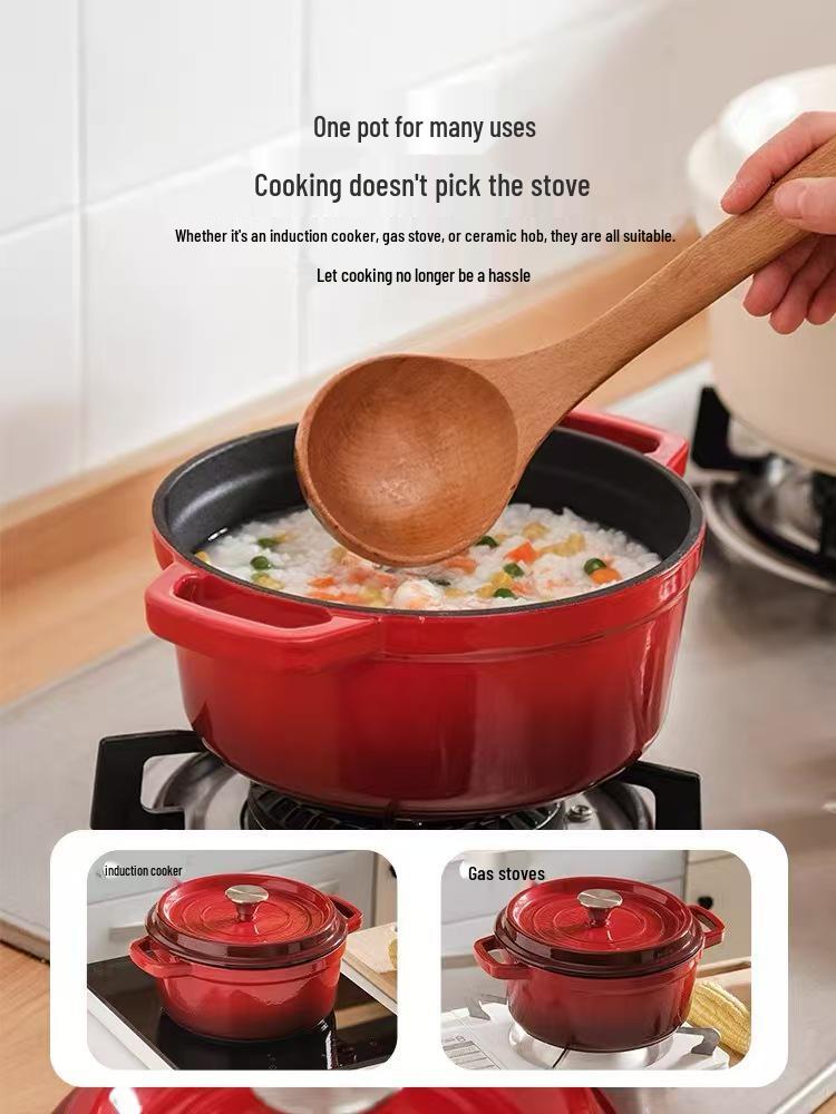 Universal Enamel Ceramic Pot for Stew, Soup, Stir-fry - Compatible with Induction and Gas Stoves