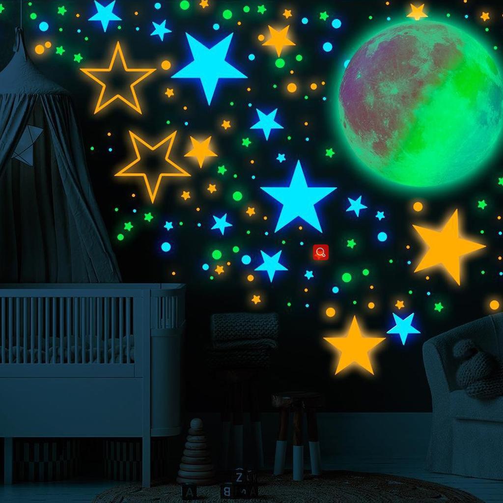 Glow in The Dark Stars Wall Decal Stickers for Ceiling 1449Pcs Moon and Stars Starry for Sky Glow Wall Stickers Luminous