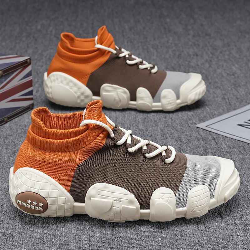 Large size fly-woven casual shoes breathable sports travel outdoor shoes men's fashion mesh Korean version trendy dad shoes