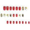24Pieces Orange Glittering Press On Nail Tips Winter Leaf Short Look European Manicure Art Artificial Fingernails Set