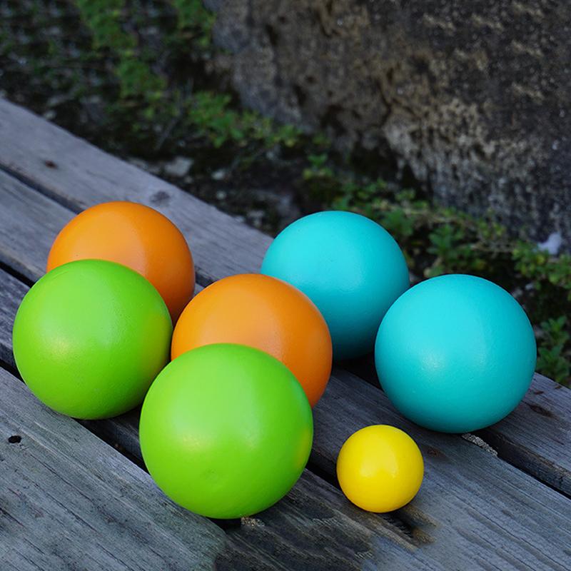 7Pcs Wood Bocce Balls Sports Playground Balls Grass Outdoor Balls For Backyard Gym Beach Lawn Family Parties With Storage Bag
