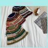 Korean Style Handmade Crochet Cotton Thread Color-blocked Striped Fringe Fisherman Hat Women's Designer Knit Cap Elegant Chic