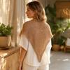 Solid Color Triangle Wrap Hollow Out Shoulder Shawl Fashion Scarf Coverup  Four Seasons