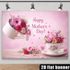 2D Floral Happy Mother's Day Background Banner, Pink Rose & Heart Backdrop for Holiday Photoshoot