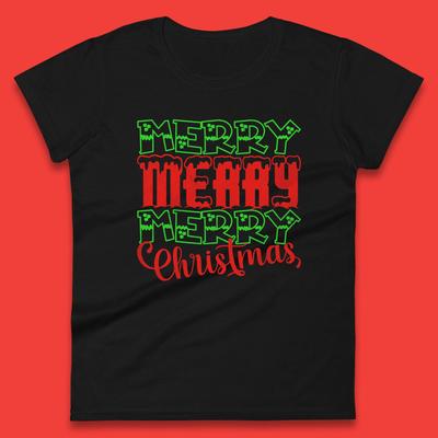 Merry Merry Merry Christmas Womens T Shirt Mens Tops Tees Unisex Christmas Top