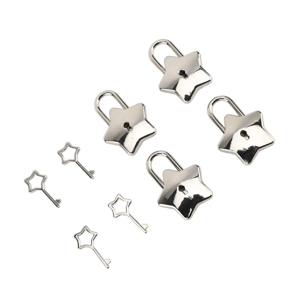 4 Set Treasure Chest Padlock   Metal Diary Book Jewelry Box Decorative Lock with Key S007 Five Pointed Star Shaped