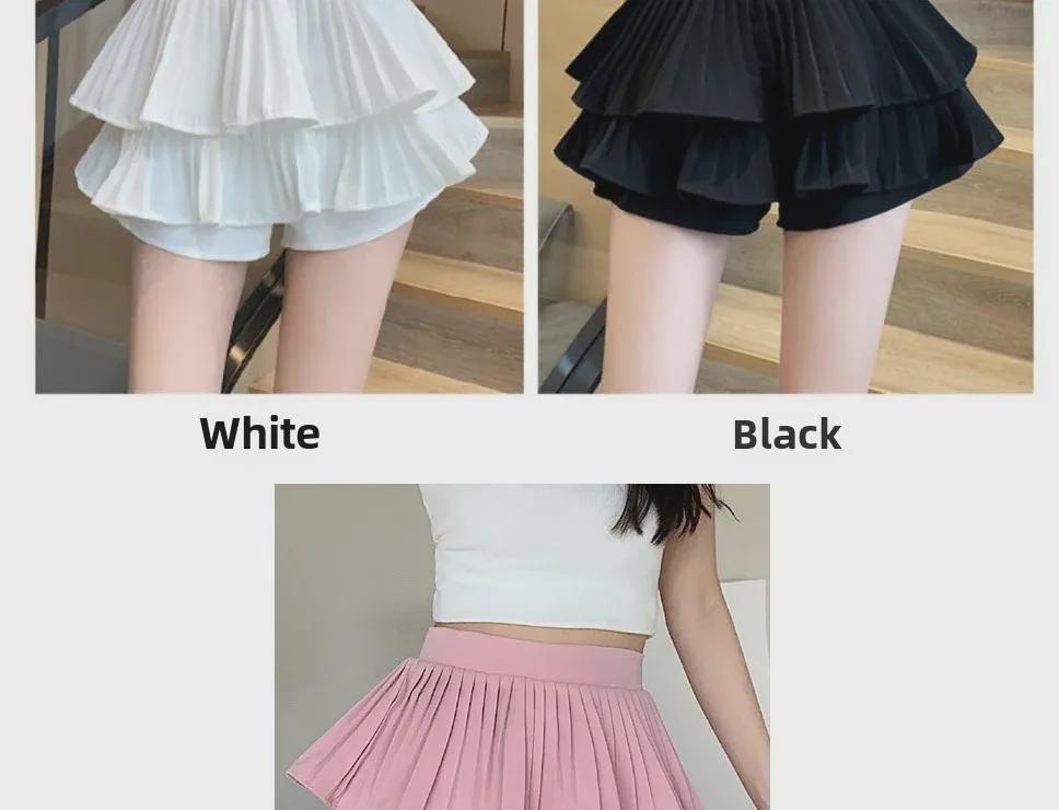 Girls' Double-Layer Cake Skirt: Summer High-Waist A-Line Puffy Skort