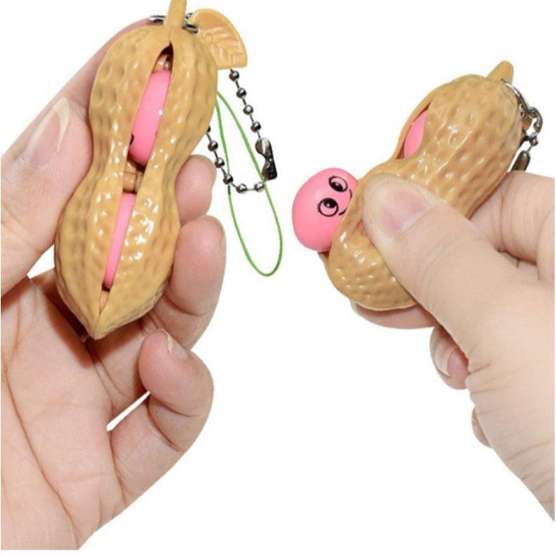 New Strange Gyro Chain Key Decompression Extrusion Edamame Peanut Vent Pendant Creative Pinch Music Decompression Toy