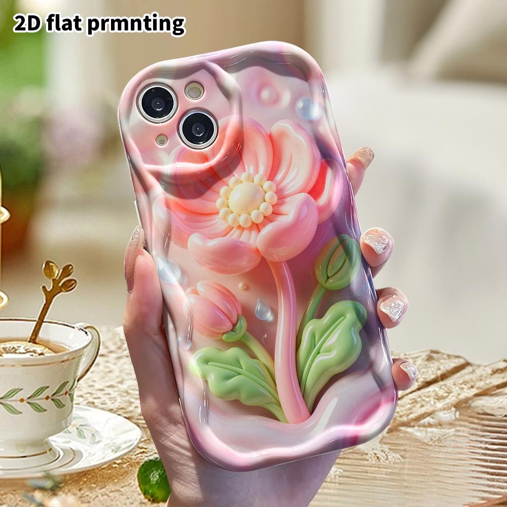 Phone Case: 2D Flat Design, Suitable for iPhone 18 17 16 15 14 13 Pro Protective Case, Pink Lotus, Perfect Christmas and Halloween Holiday Gift