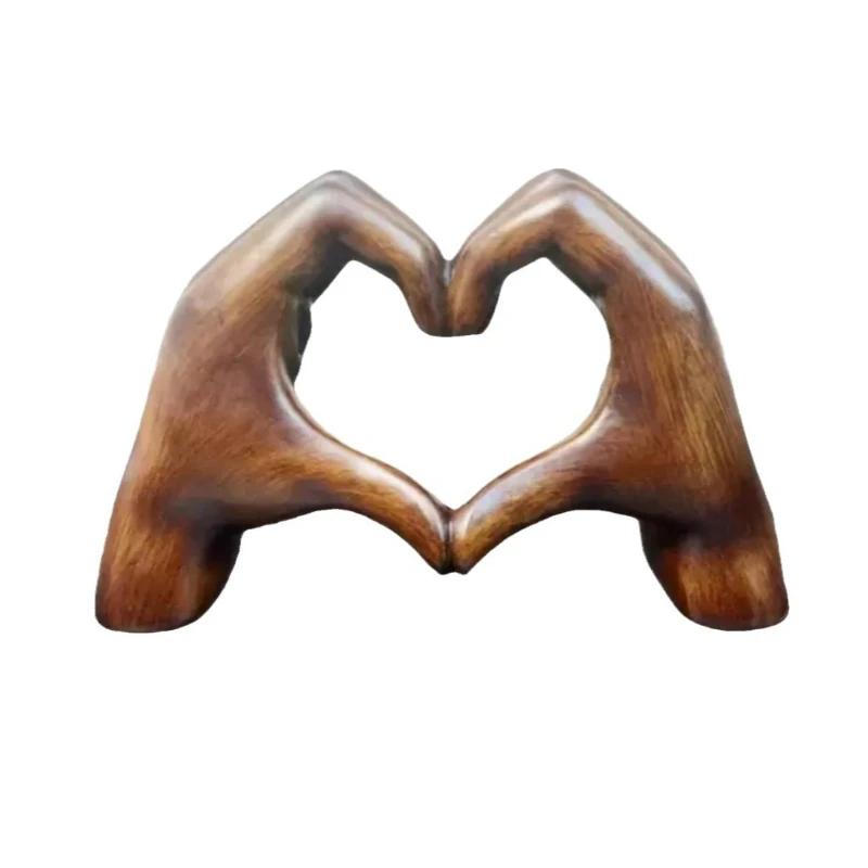 1pc Heart-shaped Gesture Resin Sculpture Statue Love Heart Hand Sculpture Heart Shaped Hand Home Office Decoration Love Heart