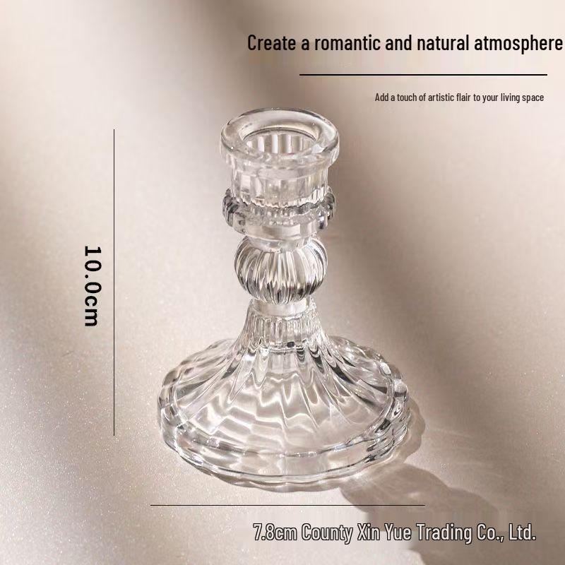 Retro Glass Candle Holder for Romantic Dining Table Decor
