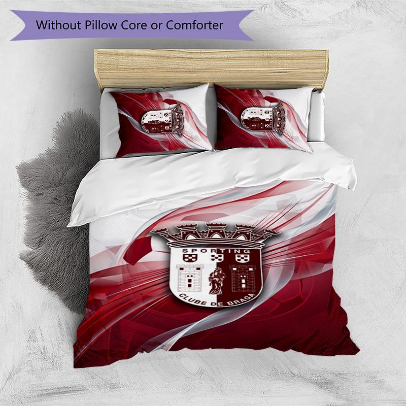 Braga FC Printed 3PCS Bedding Set Breathable Duvet Cover with Pillowcases Decorative Bed Linen for Bedroom Home