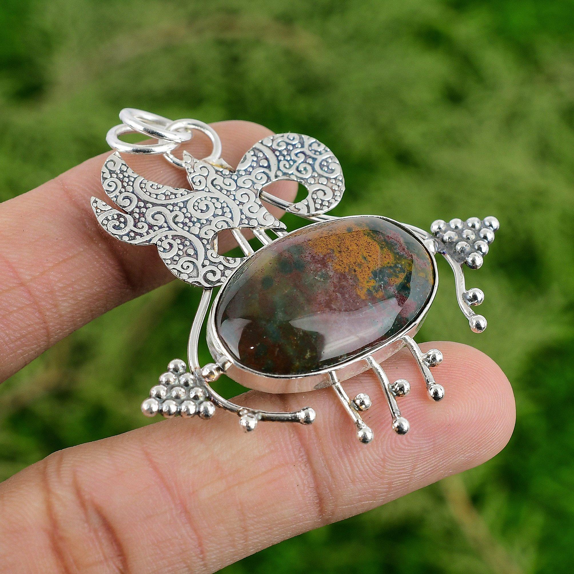 

Sterling Silver Oval March Natural Bloodstone Birthday Daughter Pendant Jewelry