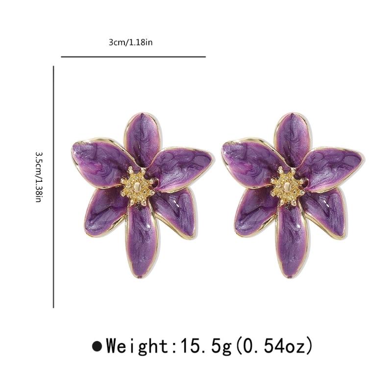 Handmade Floral Colorful Earrings Flower Earrings Stylish Enamel Flowers Drops Oil Earwear Jewelry Ornament for Women