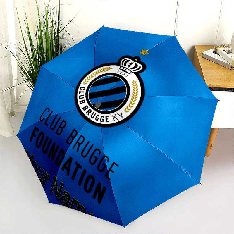 1 PC Automatic Folding Umbrella - Club Brugge KV Custom Name Pattern, Portable & Foldable Design with 8 Ribs, Christmas Birthday Gifts