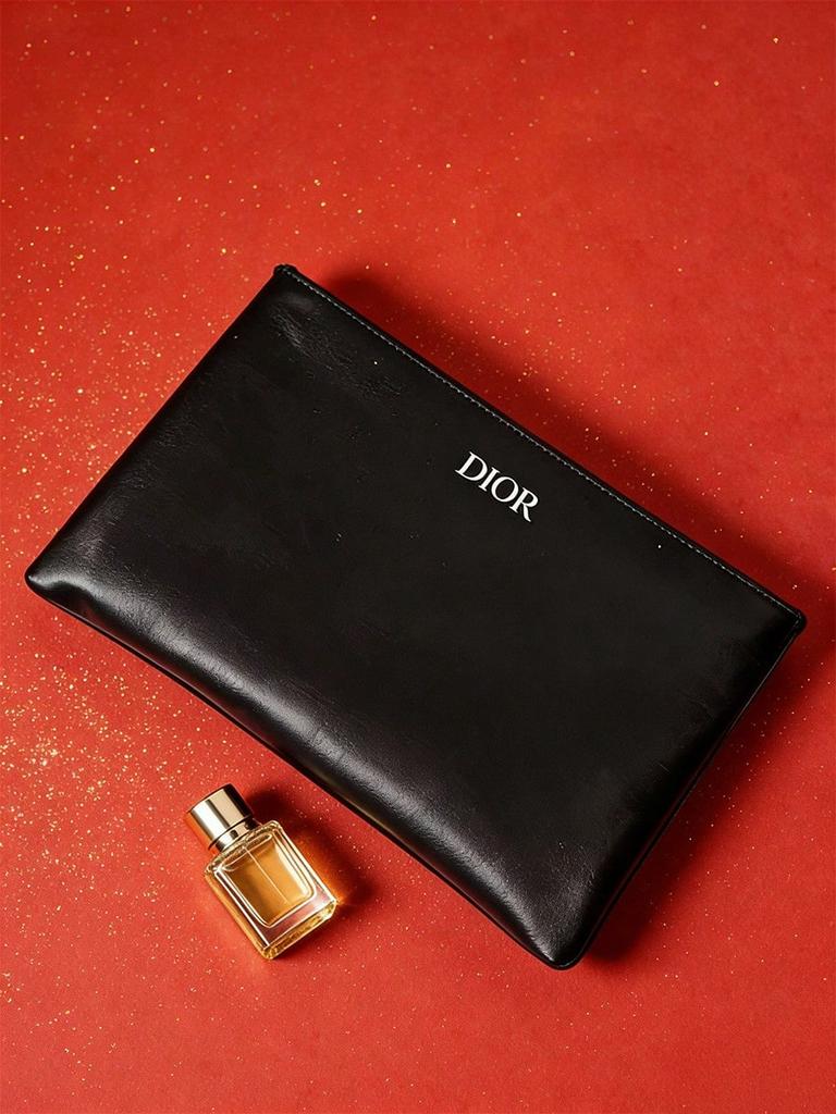 Dior Bolsa de Maquillaje Cosmética de Cuero Negro