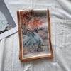 Oil painting, landscape painting, silk silk scarf, women's slender silk scarf, high-end double-layer double-sided streamer, sunscreen shawl
