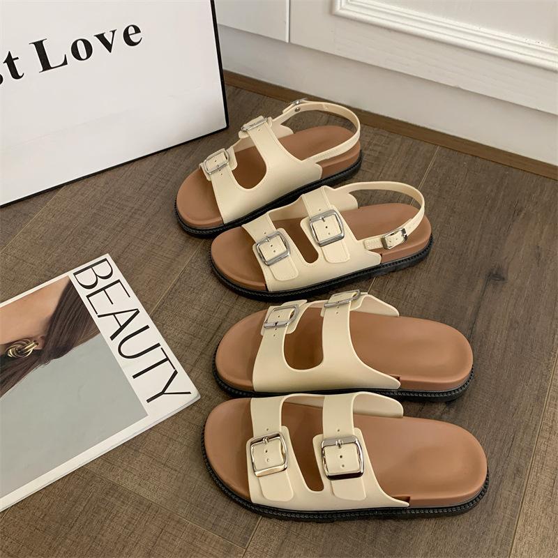 Shopee e-commerce summer beach shoes new Roman flat-bottomed outer wear non-slip cool slippers