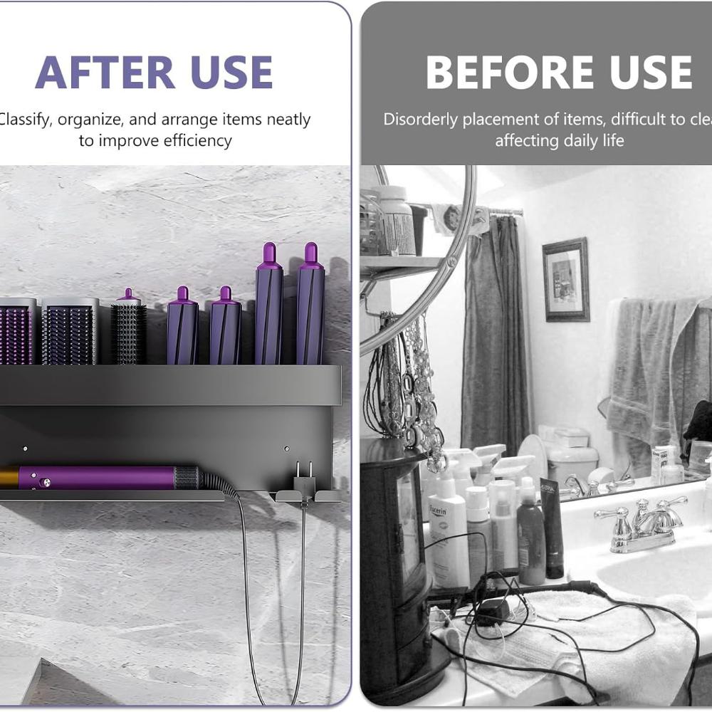 Hair Dryer Holder Wall Mount for Dyson - Hair Straightener Holder for Curling Irons Styler Attachments, Hairdryer Organizer Stand Storage Rack