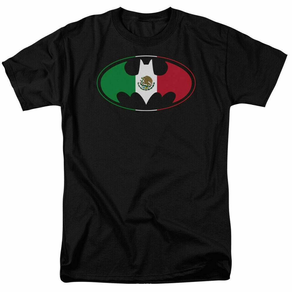 Batman Mexican Flag Shield Bat Signal T Shirt Licensed Comic Book Tee Black L