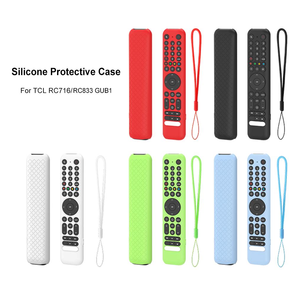 Silicone Remote Case for TCL RC716/RC833 GUB1 Remote Protective Case Anti-Slip Silicone Sleeve Shockproof Anti-Drop with Lanyard