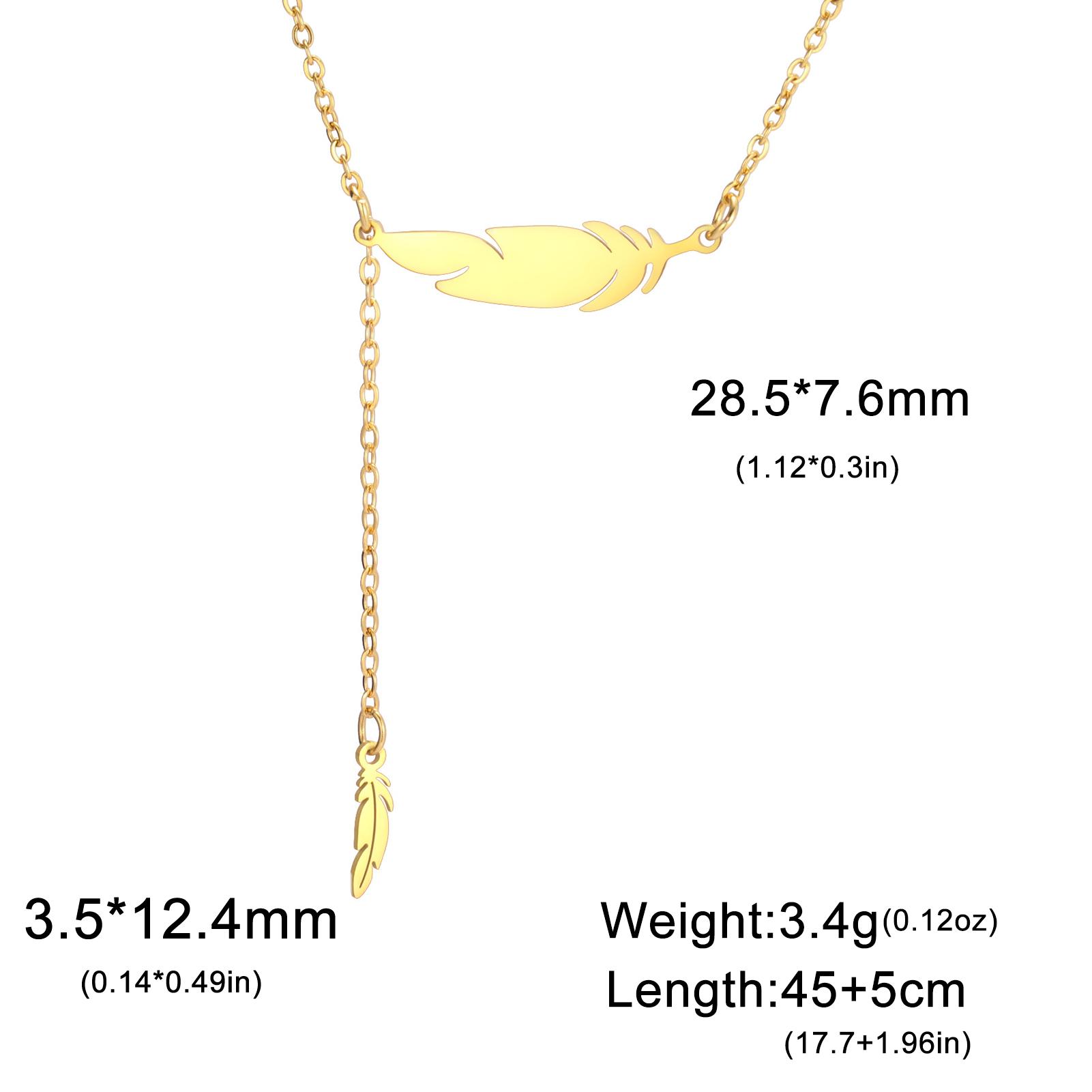 

Lucktune Feather Wing Pendant Necklace Stainless Steel Long Sexy Clavicle Chain Necklace for Women Trendy Romantic Jewelry Gifts 45-50cm