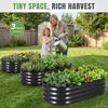 3Pcs Galvanized Raised Garden Bed Kit Outdoor Metal Raised Garden Beds for Vegetables Rust-Resistant Easy Assembly 4x2x1ft Oval
