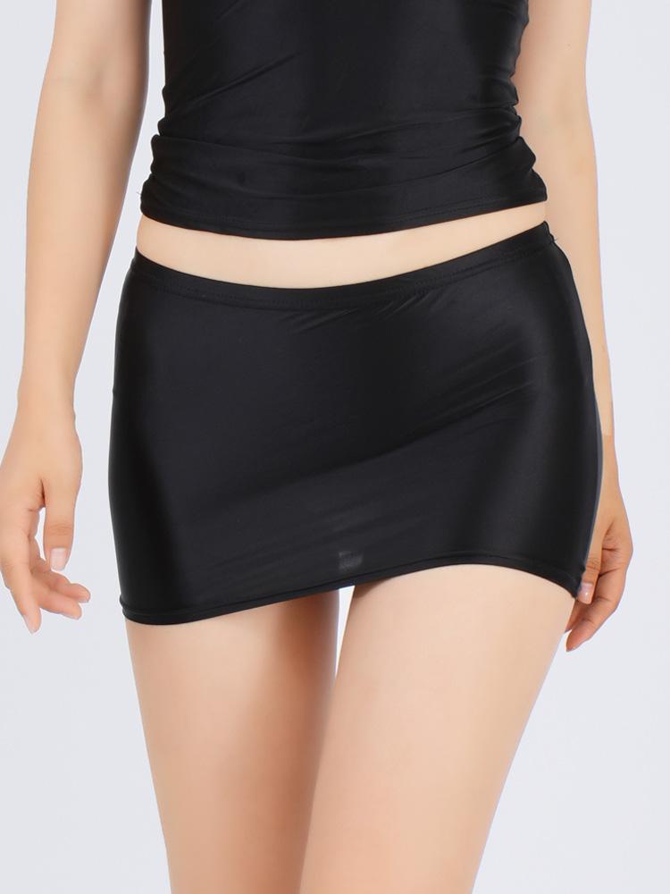 Sexy Women Oil Shiny Micro Mini Skirt Sheer See Through Tight Pencil Skirt Elastic Packet Hip Sweet Girl Cute Skirt Candy Color