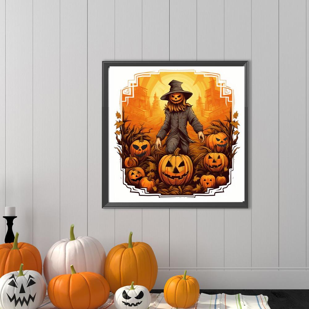 40x40cm Halloween Pumpkin Skull 5D DIY Full Drill Round Diamond Painting Kit