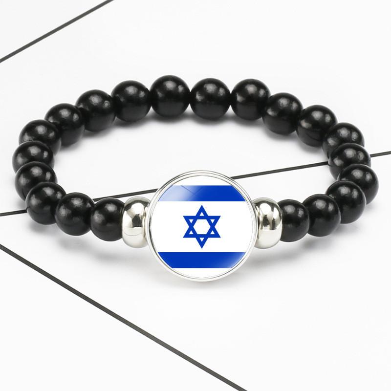 

Stylish Handcrafted Asian Flag Charm Bracelet Black Elastic Band Unisex Gift Israel