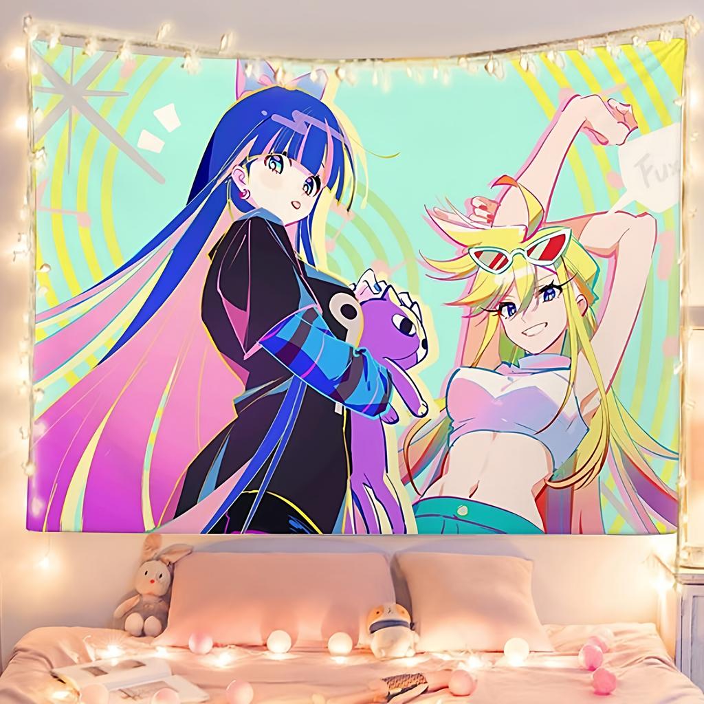Panty Stocking with Garterbelt Anime Wall Tapestry Otaku Style Dormitory Bedroom Headboard Decorative Hanging Artwork