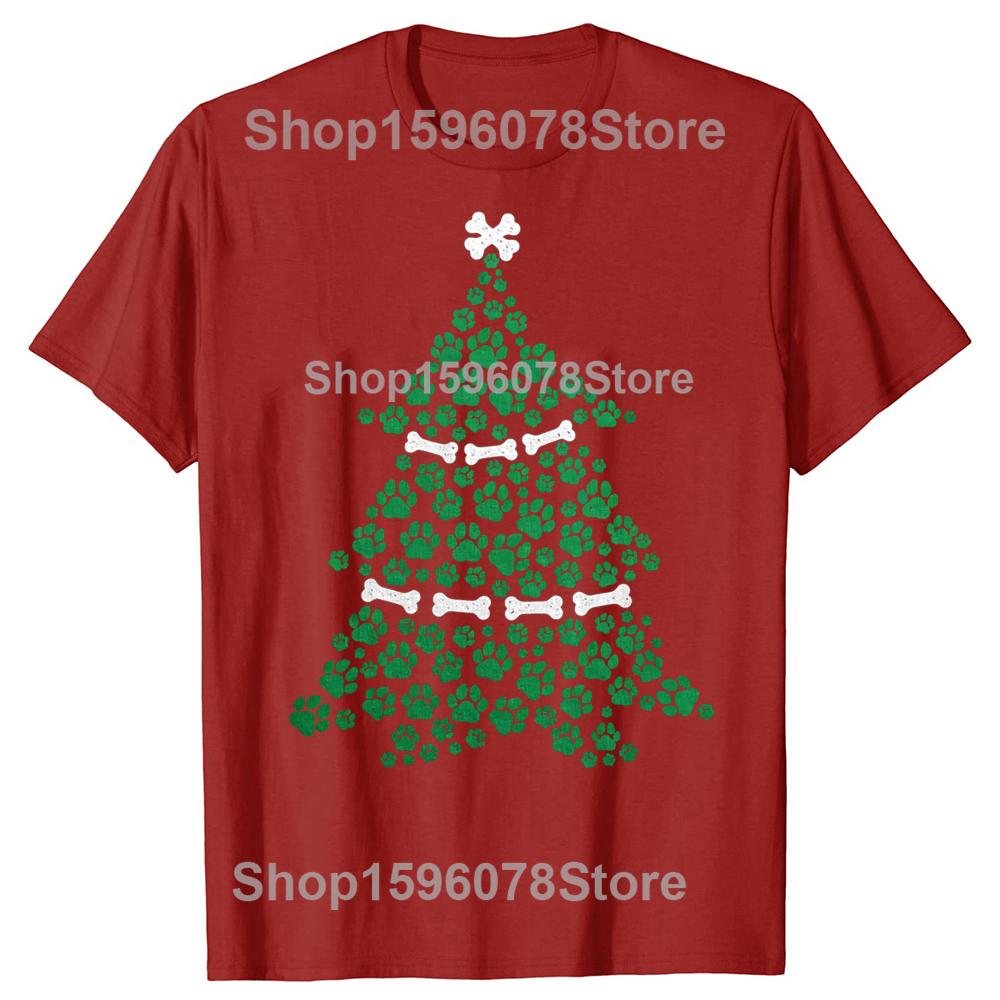 

Dog Paw Christmas Tree T Shirt Cute Xmas Puppy Lover Tshirt Men Fashion Print Loose Oversized Streetwear Hip Hop Unisex T Shirt S