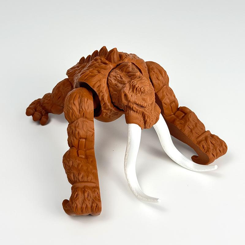 Mammut Terrestre Stampato in 3D Giocattolo Articolato Mobile Animale di Simulazione Modello di Mammut Decorazione per la Casa Ornamenti per Ufficio Collezioni per Ragazzi Regali