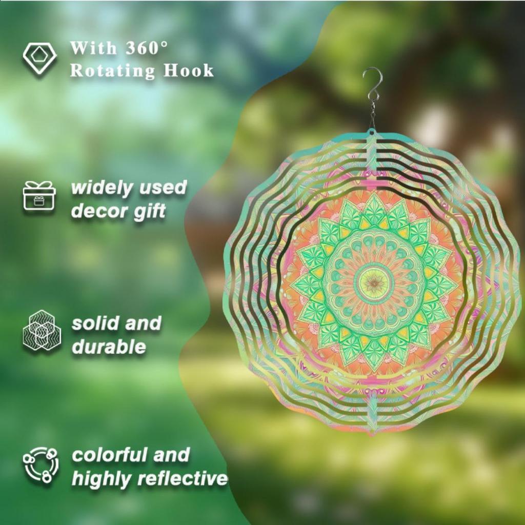 10 Inch Metal Kinetic Wind Spinner Garden Decor 360 Degree Rotating Hook No Electricity Needed Perfect for Balcony Yard Outdoor